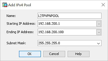 Screenshot of Add l2tp vpn pool